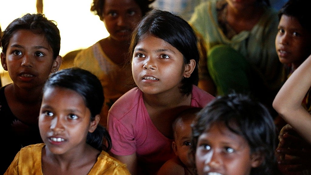 Rohingya children in a refugee camp.