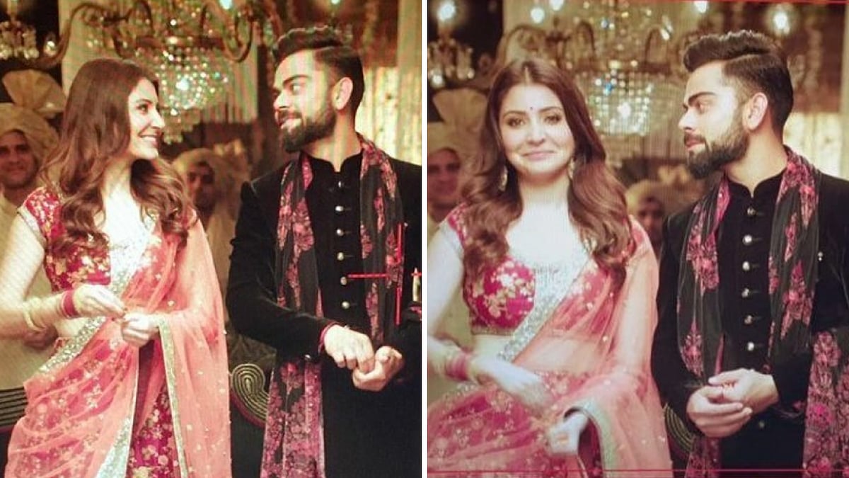 Screenshots of Anushka Sharma and Virat Kohli from the advertisement.