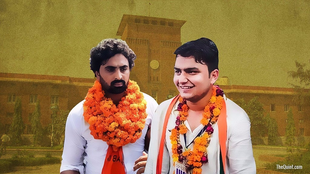 This year’s DUSU elections are set to be a contest between ABVP’s Rajat Chouhan (left) and NSUI’s Rocky Tushir. 
