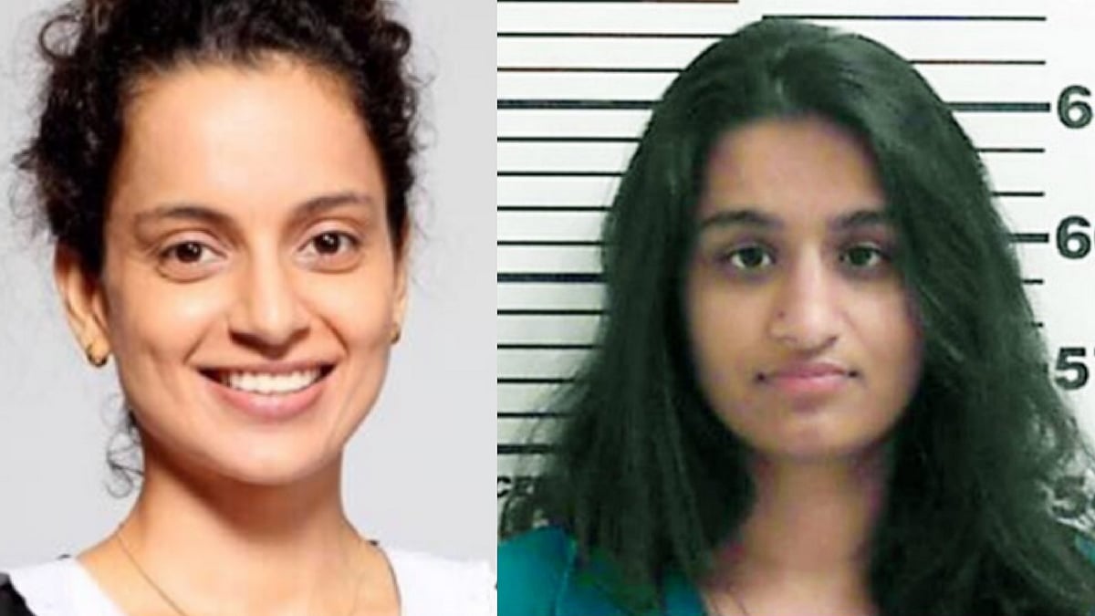 Kangana Ranaut in and as <i>Simran</i>; Sandeep Kaur, whose story has inspired the film.