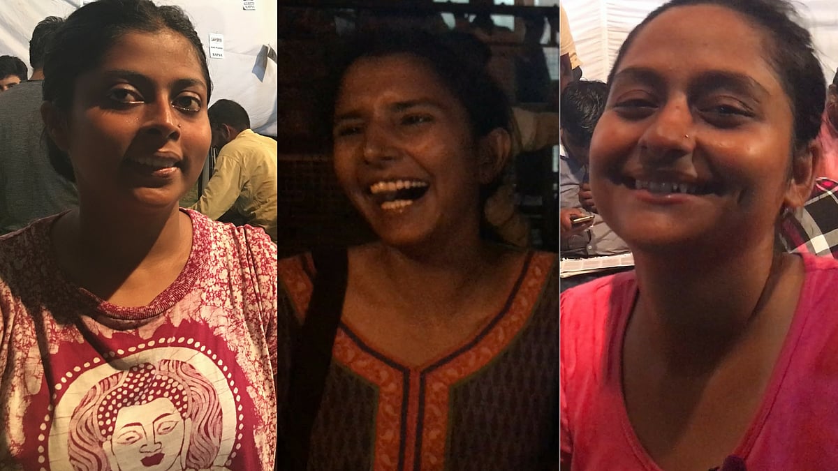 The women who topped the race for JNUSU President - BAPSA’s Shabani Ali, Left alliance’s Geeta Kumari and ABVP’s Nidhi Tripathi.