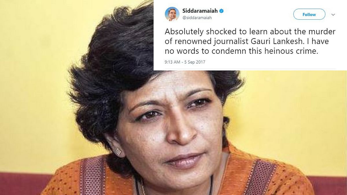 

 Karnataka Chief Minister Siddaramaiah termed her killing ‘a heinous crime’. 