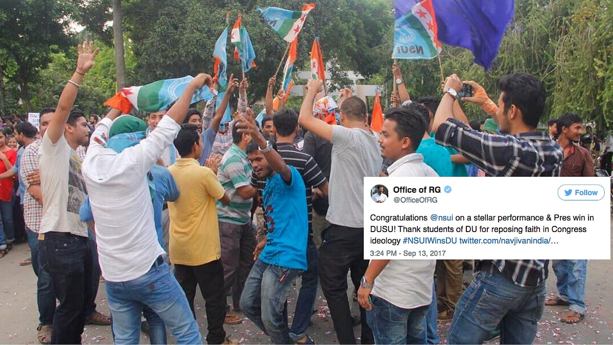 Congress Vice President Rahul Gandhi congratulated NSUI on it’s “stellar performance” in DUSU polls.