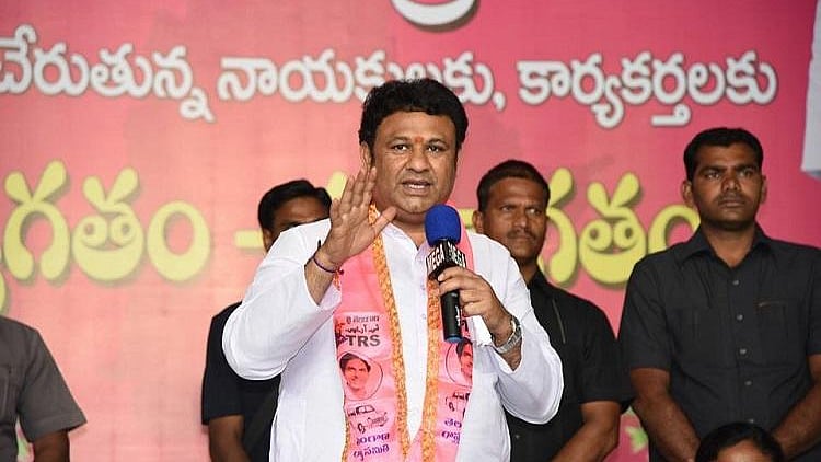 

TRS MLA Ganesh Bigala (In the picture above) demanded that social activist Kancha Ilaiah withdraw his book.
