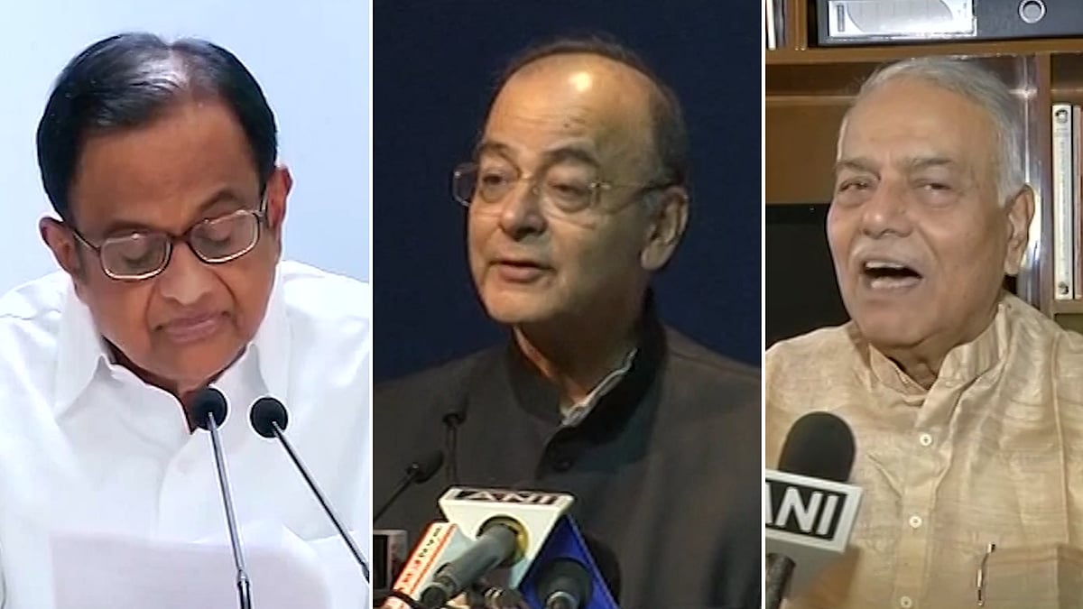 P Chidambaram (Left),&nbsp; Arun Jaitley (Centre) and Yashwant Sinha.