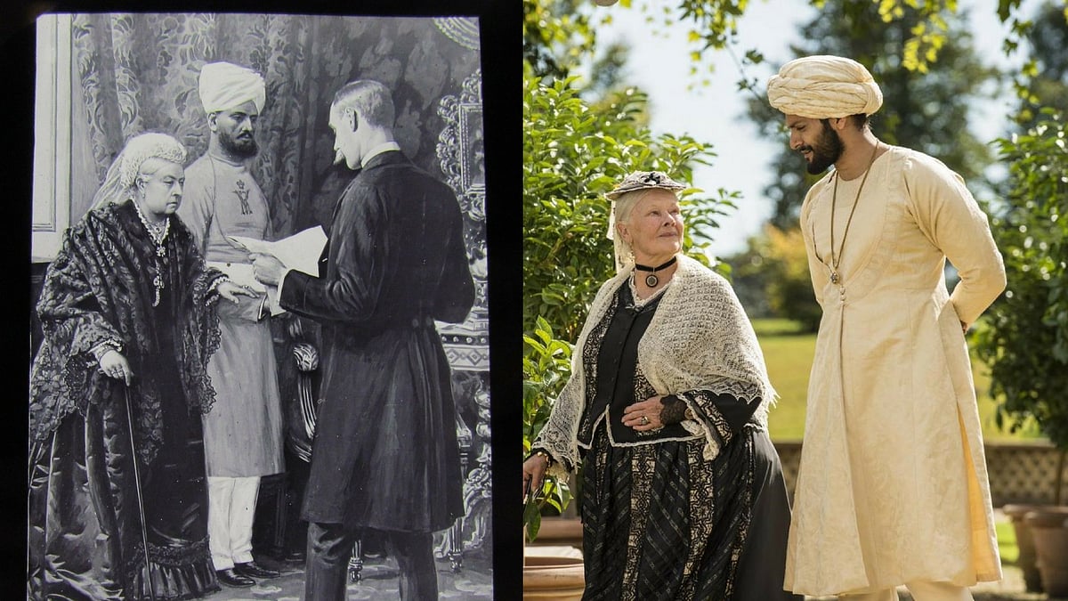 Queen Victoria with Abdul Karim (L) Judi Dench with Ali Fazal in <i>Victoria & Abdul.</i>