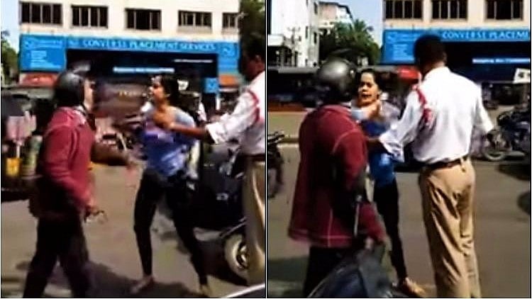 Lubna assaulting the biker.