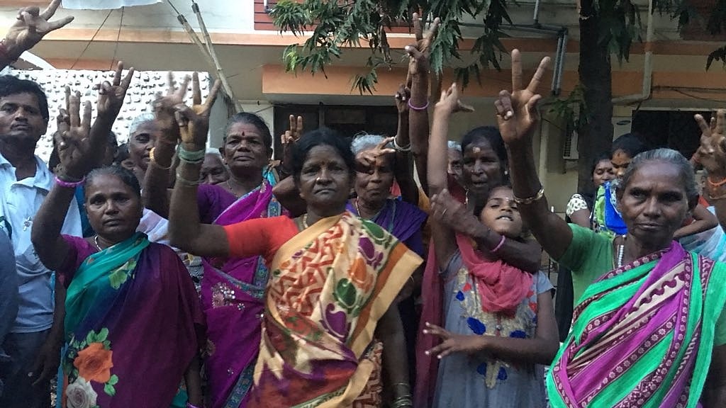 Supporters lined up outside the residence where Sasikala will be staying at during her emergency parole. 