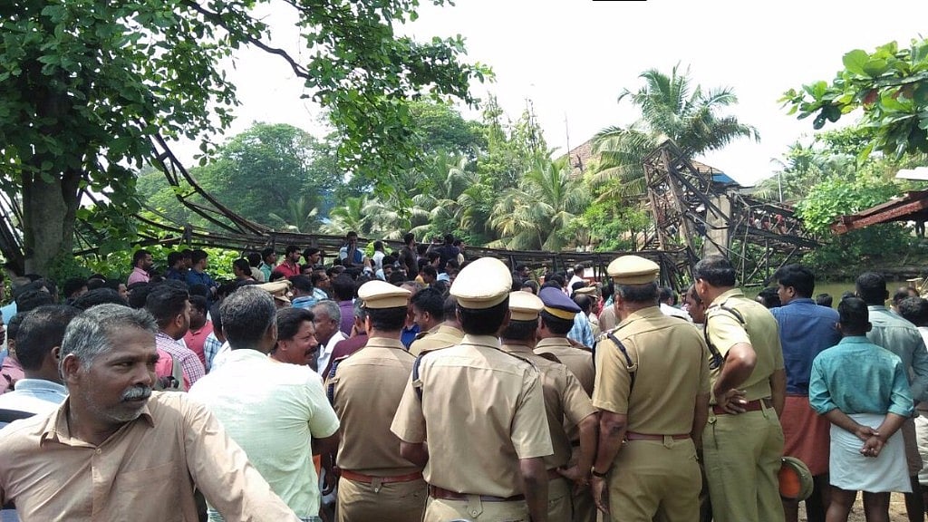 Iron bridge collapses in Chavara, Kollam.