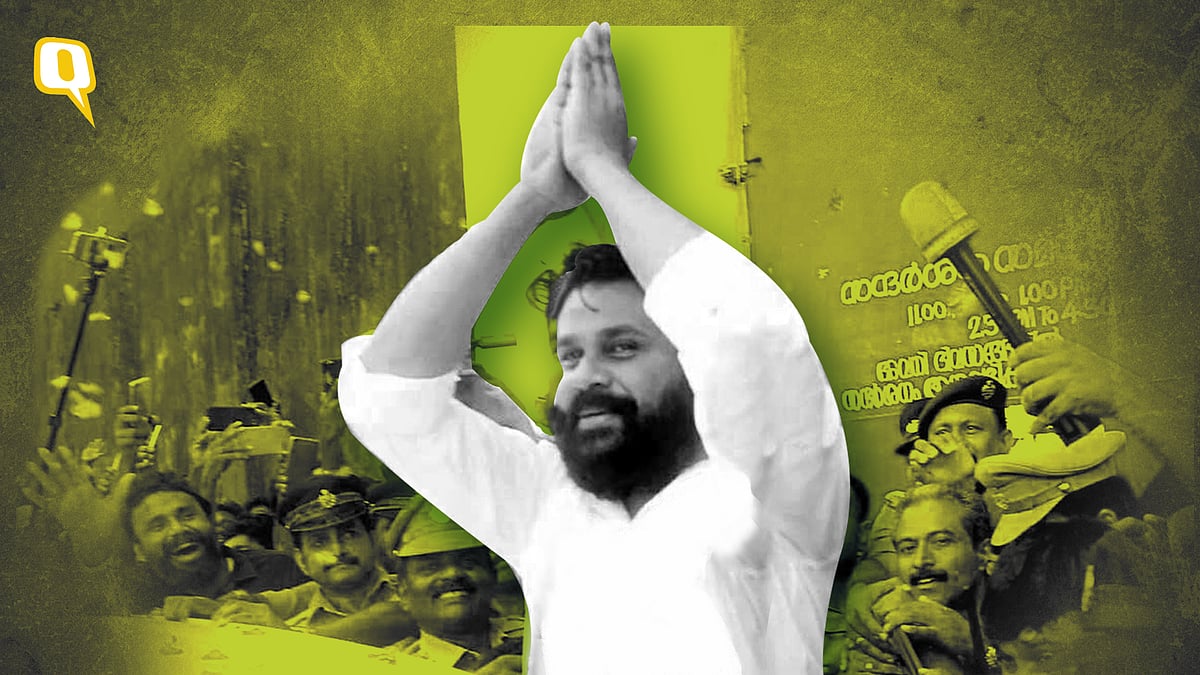 

 Actor Dileep being welcomed by a cheering crowd comprising his fans and friends as he comes out of Aluva sub-jail, in Kochi, 3 October 2017.