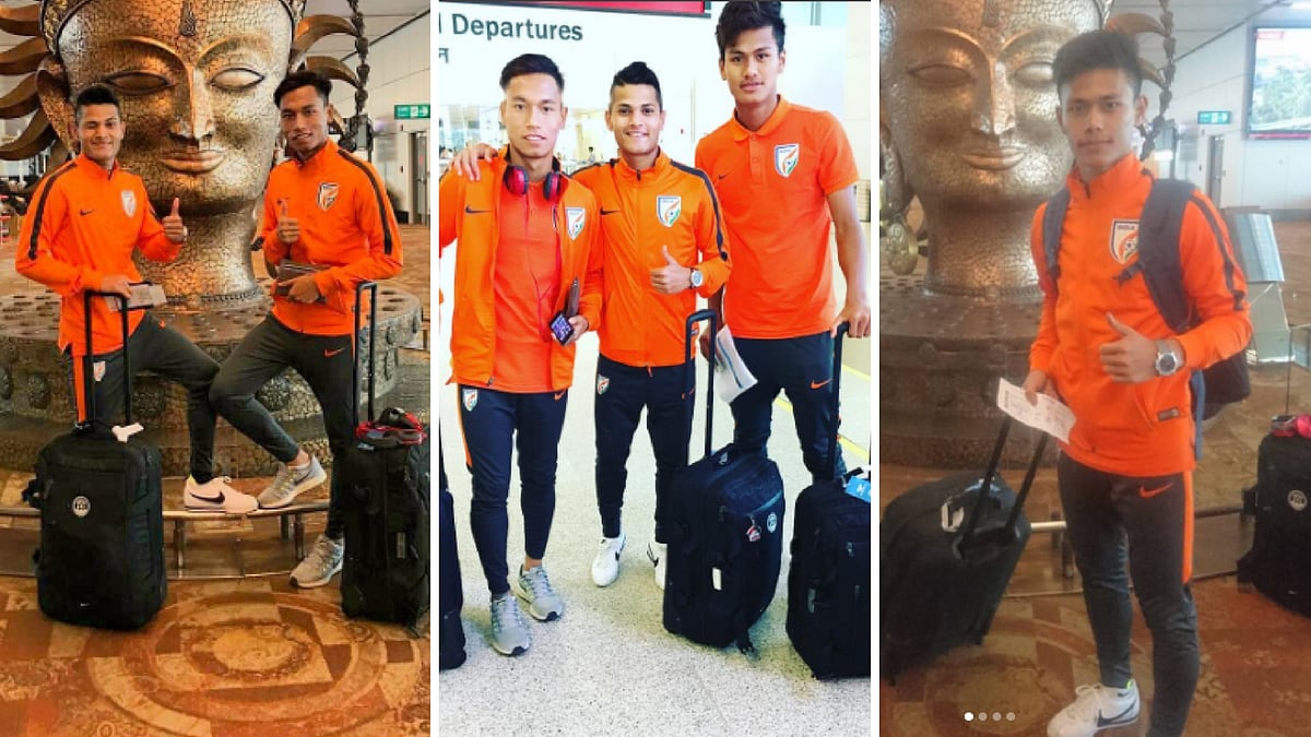 Players of the Indian Under-19 team prepare to leave for Doha.