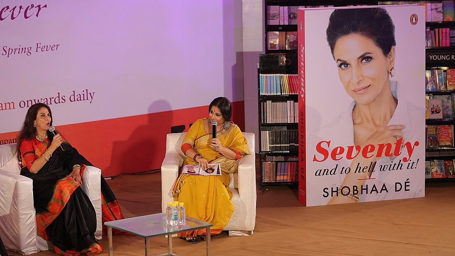 Shobhaa De unveils the cover of her upcoming book, <i>Seventy And to Hell With It</i>.&nbsp;