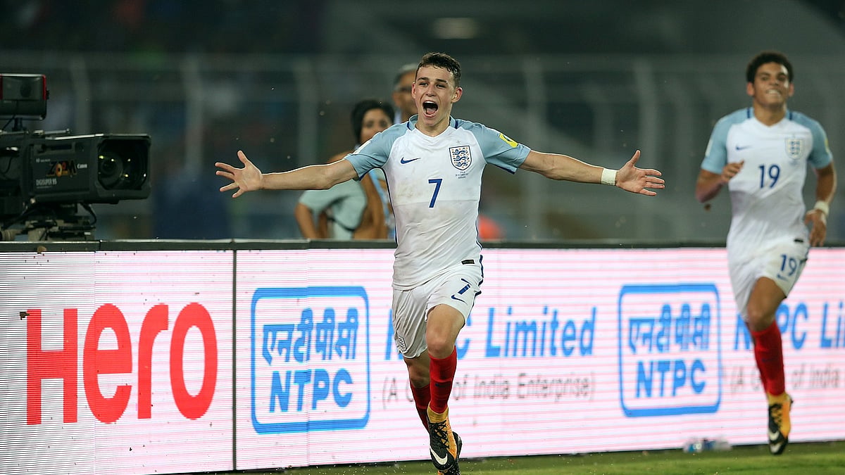 England’s Phil Foden after scoring his brace.