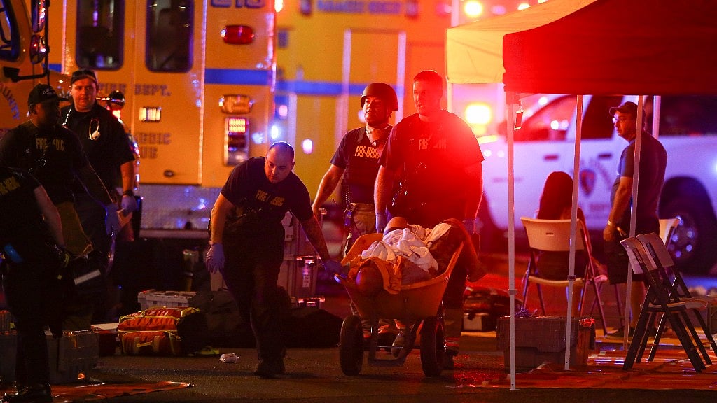 Medics taking injured to the hospital.