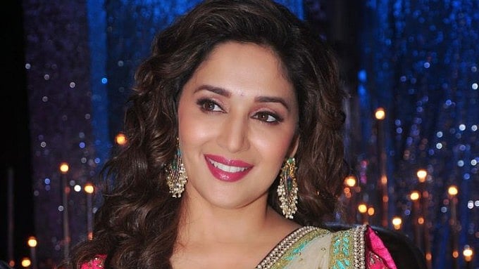 Madhuri Dixit on the sets of a TV show.&nbsp;