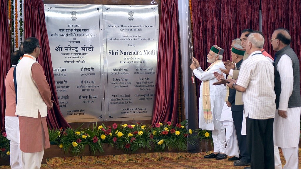 PM Narendra Modi lays foundation stones for AIIMS hospital in Himachal Pradesh.