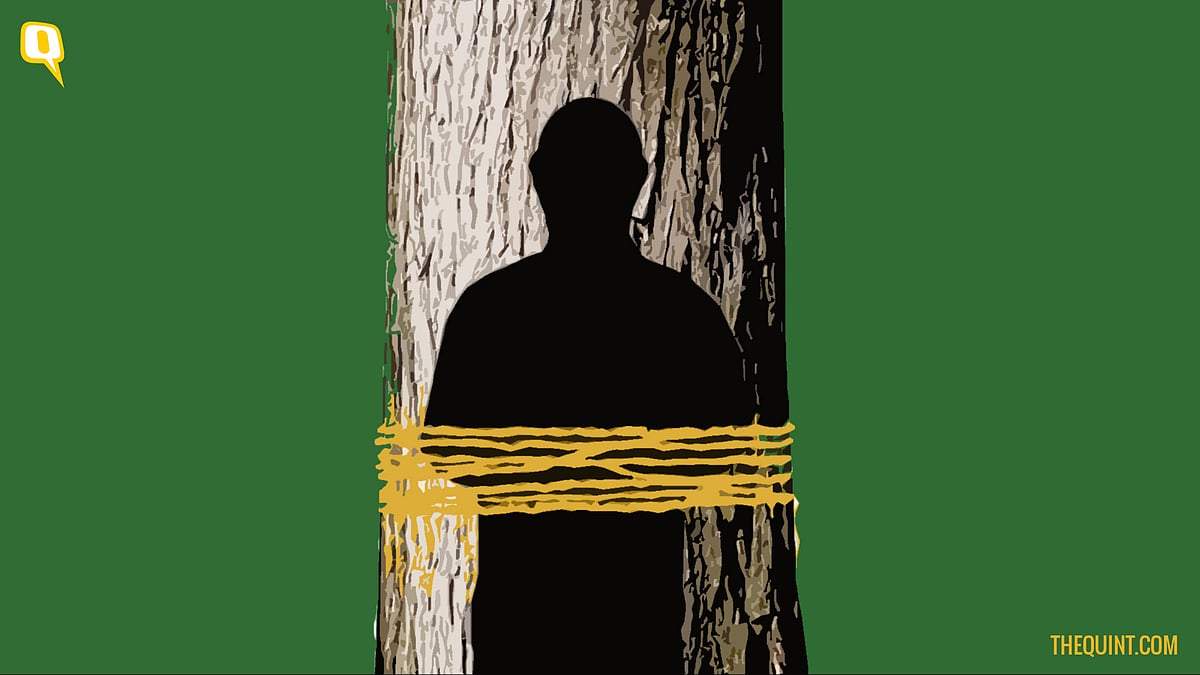 Hasmukh Patel was tied to a tree and thrashed, alleged by a mob comprising evicted slum dwellers. 