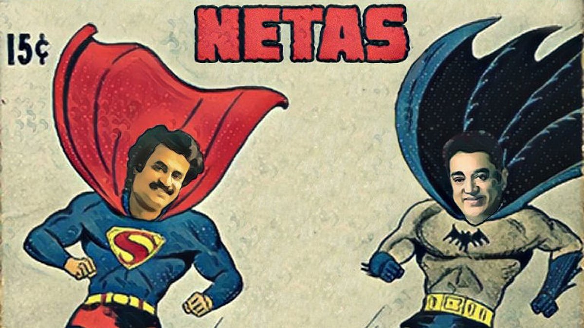 Tamil Nadu politics seems to centre round Rajinikanth, Kamal Haasan, and other movie stars. <i>(Photo: Vibhushita Singh/<b>The Quint</b>)</i>
