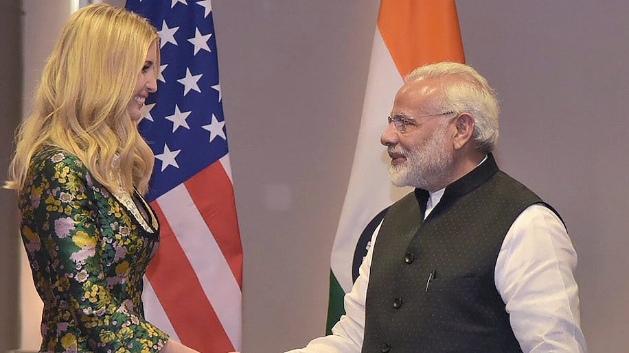 Prime Minister Narendra Modi greeting Ivanka Trump on the sidelines of the Global Entrepreneurship Summit 2017.