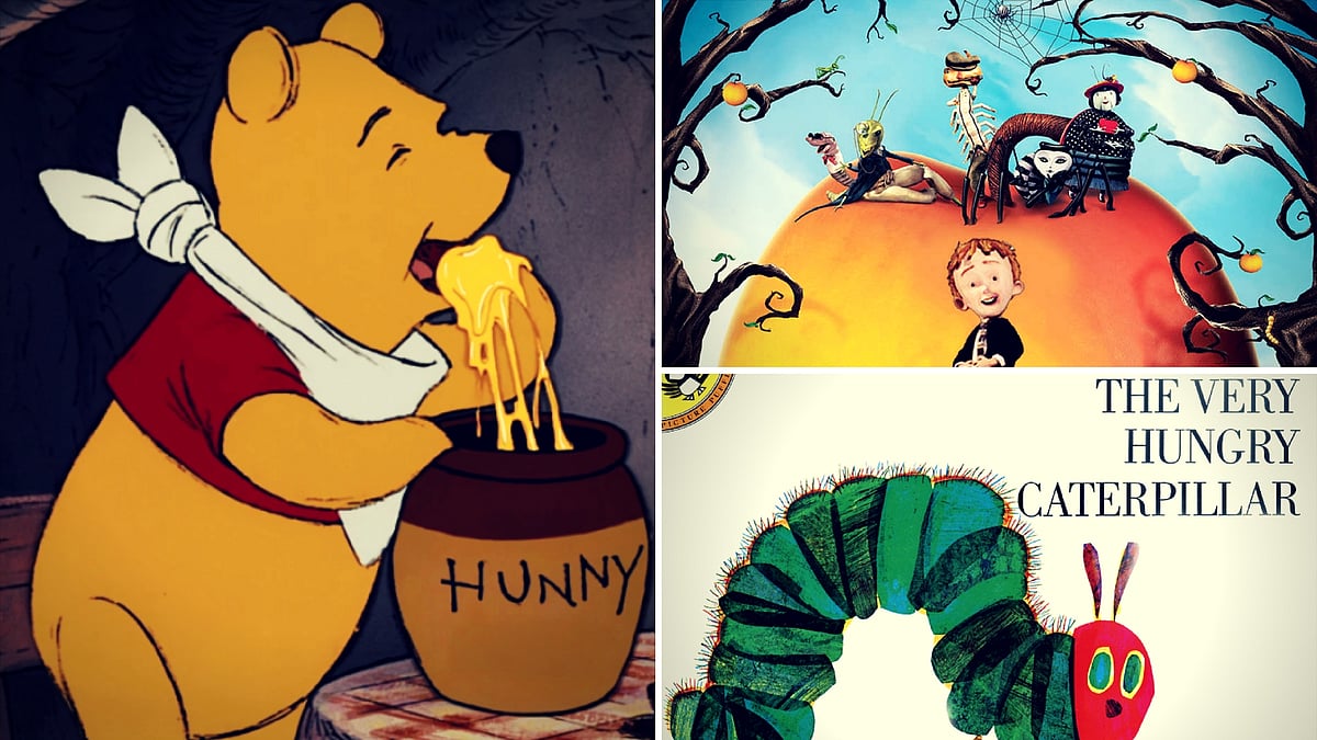 As we wrote, we imagined little hands assembling salads that looked like caterpillars, and rolling out dough with a magic rolling pin, like a magic carpet.