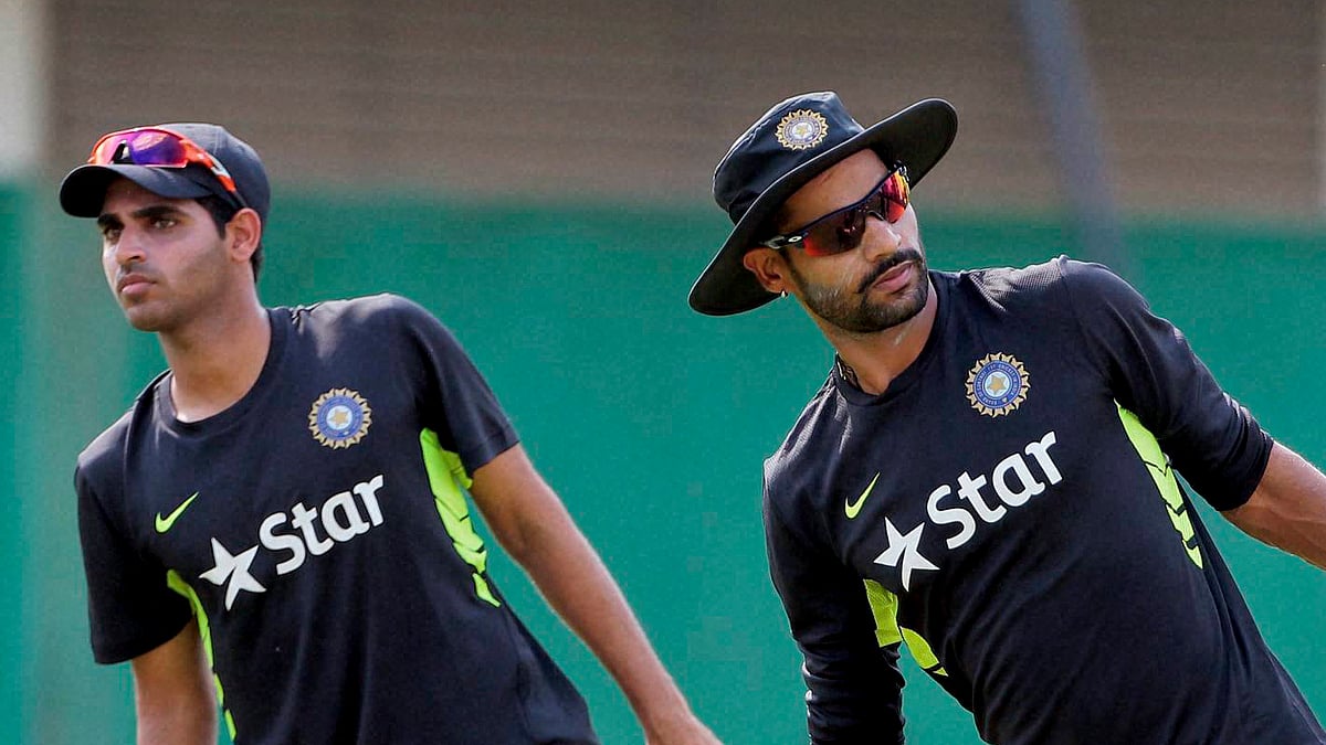 File photo of Bhuvneshwar Kumar and Shikhar Dhawan. 