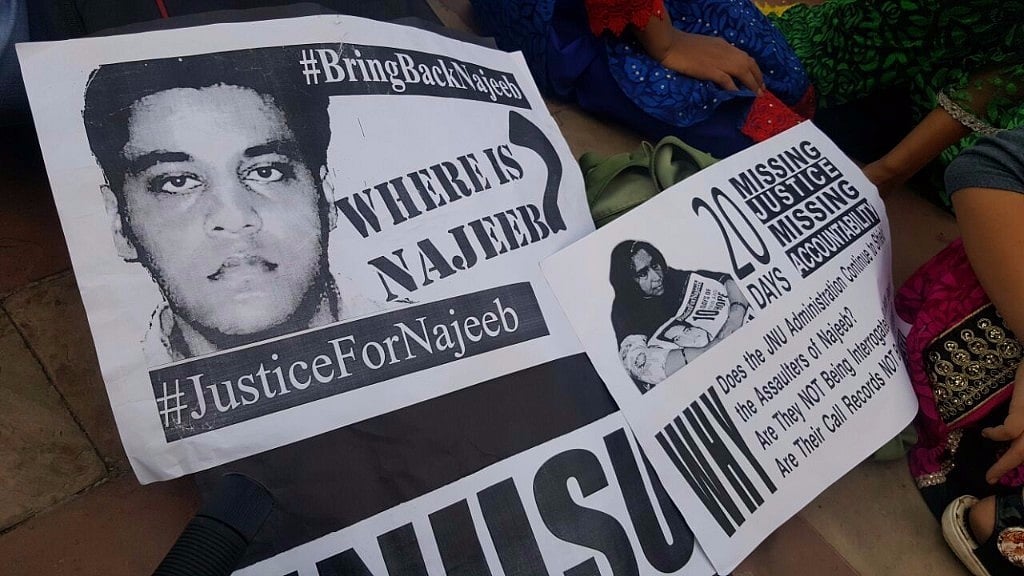 JNU student Najeeb Ahmed went missing on 16 October  2016. 