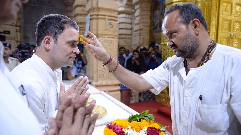 Rahul Gandhi in Gujarat’s Somnath Temple.