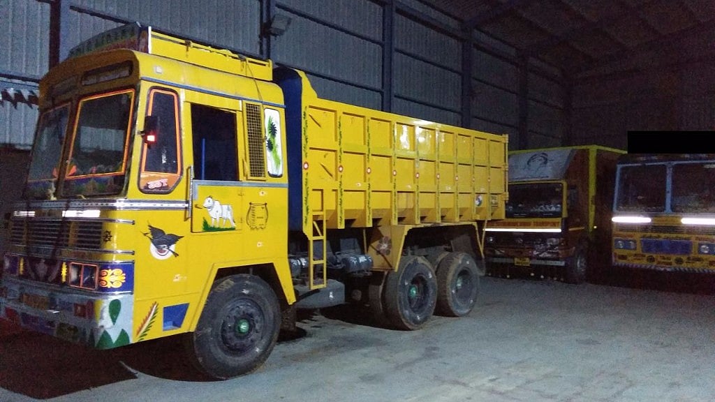 The trucks from where the red sanders were seized. 