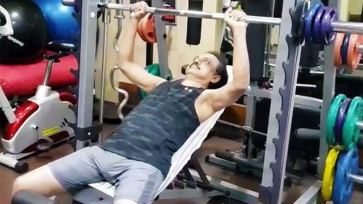 A photo of DMK working president MK Stalin during his training session. 
