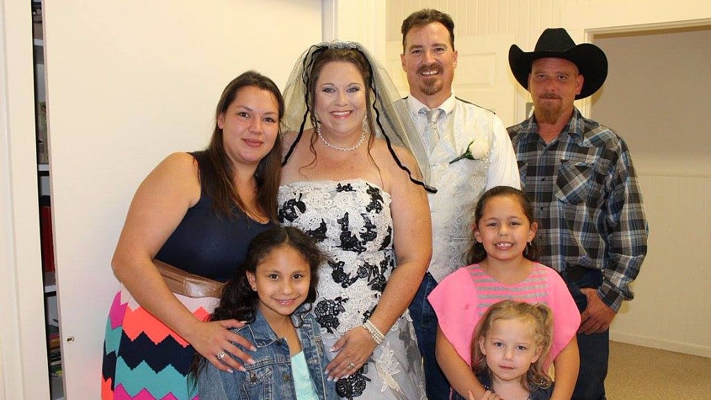 Joann Ward with her family and three daughters Emily, Rihanna and Brooke.