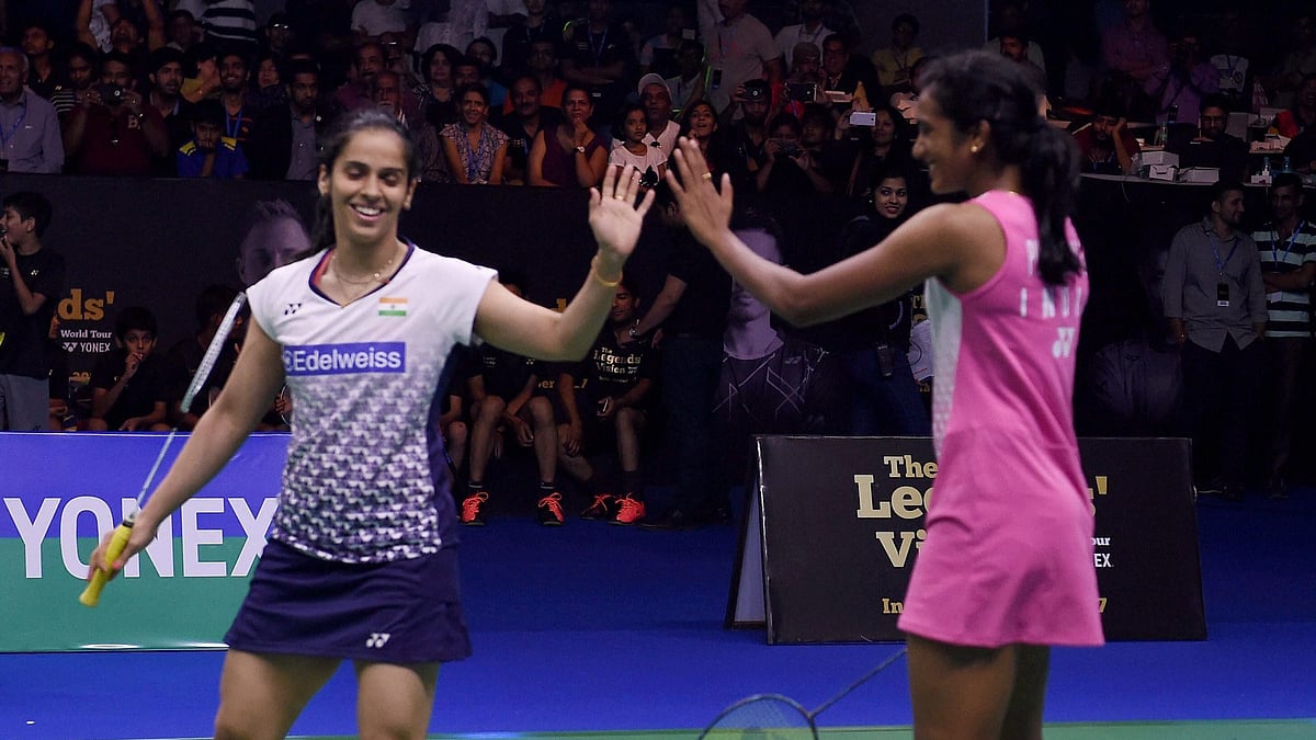 Saina Nehwal and PV Sindhu during a friendly game earlier this week. 