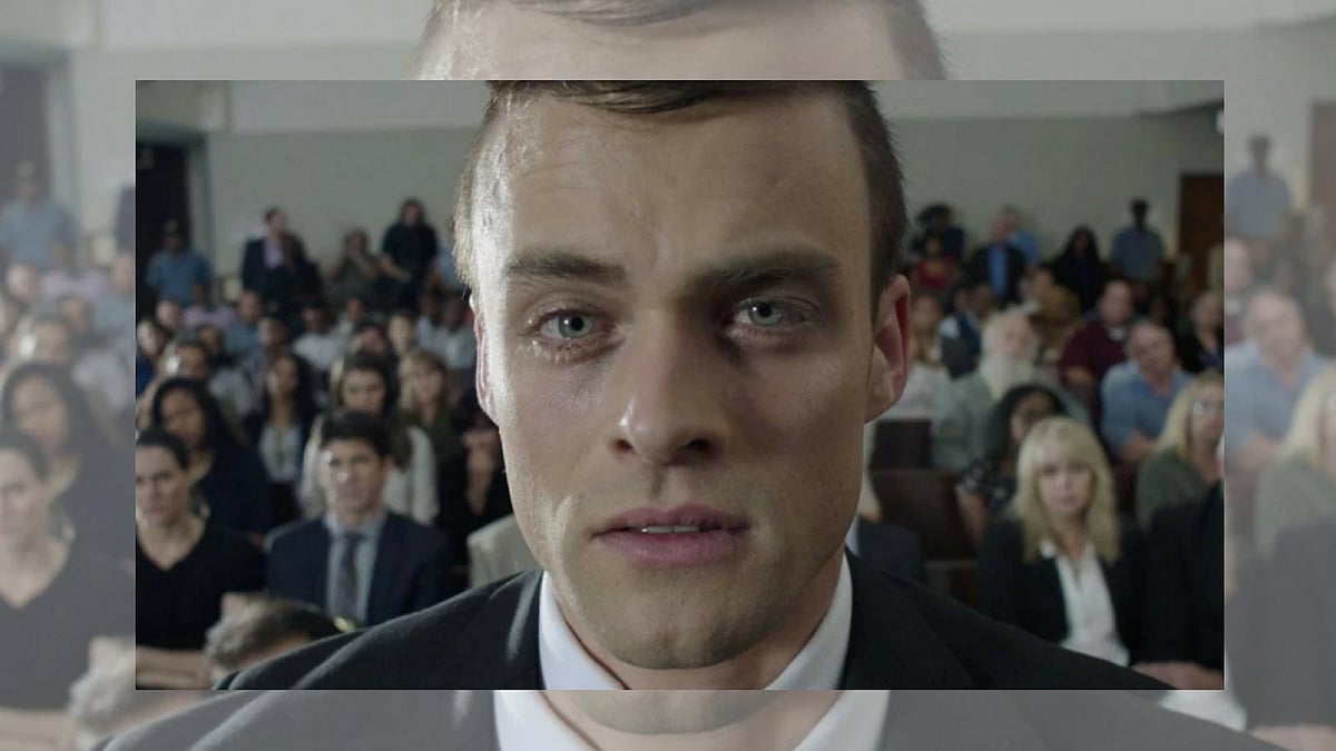Andreas Damm as Oscar Pistorius in a still from <i>Oscar Pistorius: Blade Runner Killer</i>.