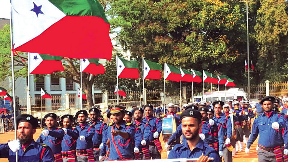 PFI members taking part in a rally. 