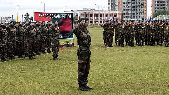 India and Bangladeshi soldiers during Sampriti exercise in 2016.&nbsp;
