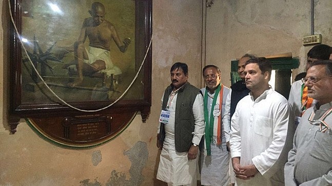 Rahul Gandhi addresses a rally in Porbandar during the 5th leg of his election campaign. 