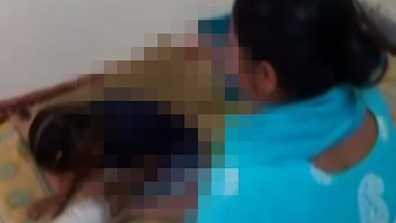 Stepmother slaps her foster daughter mercilessly. 