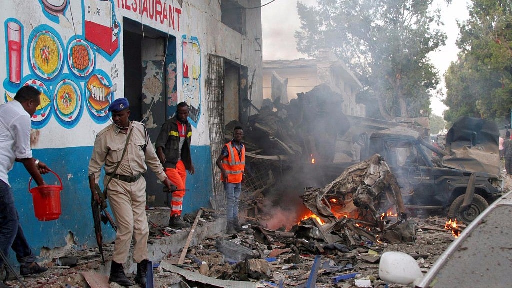 The suicide bomber blew himself up inside a police training camp in Mogadishu. 