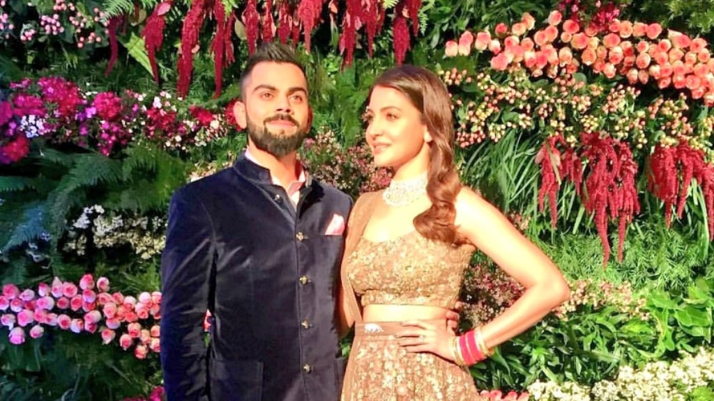 Virat Kohli and Anushka Sharma at their reception.