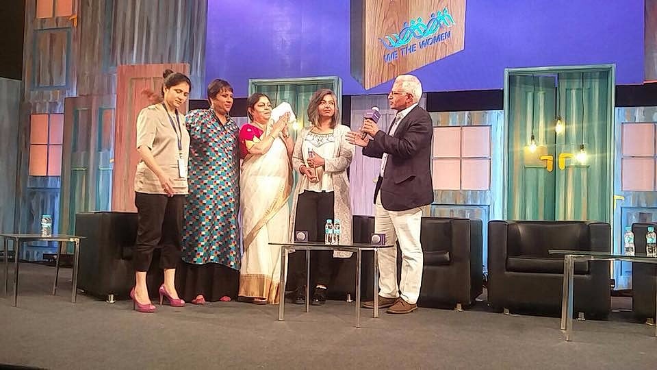 Varnika Kundu and her father VS Kundu with Barkha Dutt at ‘We the Women’.