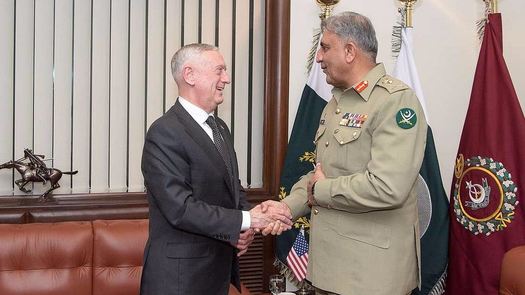 US Defence Secretary James N Mattis meets Pakistani Chief of Army Staff Gen Qamar Bajwa, in Islamabad, on 4 December 2017.