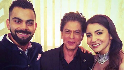 Virat, Anushka and SRK at the Mumbai reception.