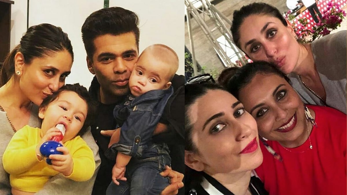 Kareena Kapoor, Karan Johar, Karisma Kapoor, Rani Mukerji at the birthday party.