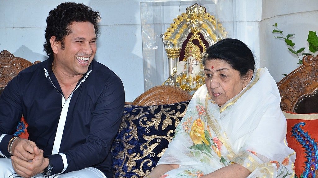 Lata Mangeshkar with Sachin Tendulkar. 