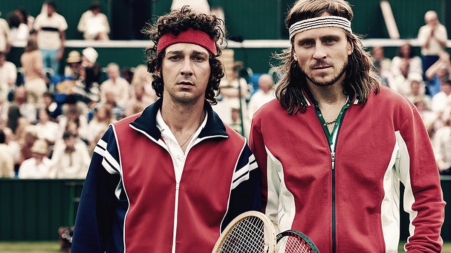 Shia LaBeouf and Sverrir Gudnason in <i>Borg Vs. McEnroe.</i>