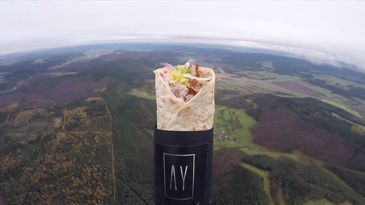 A restauranteur in Brazil launched his signature style kebab into space. 