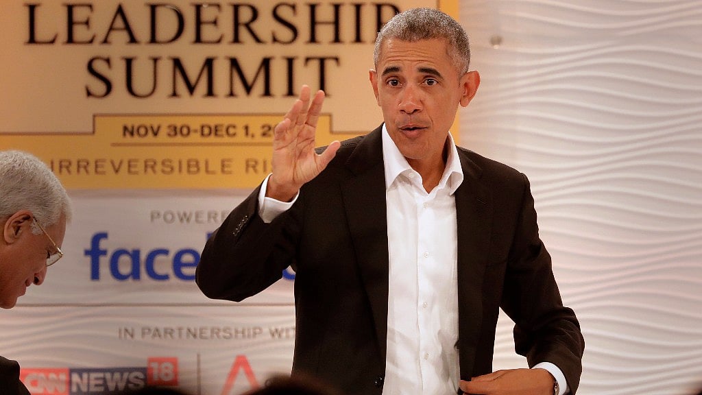 Former US President Barack Obama at the HT Leadership Summit. (Photo: AP)