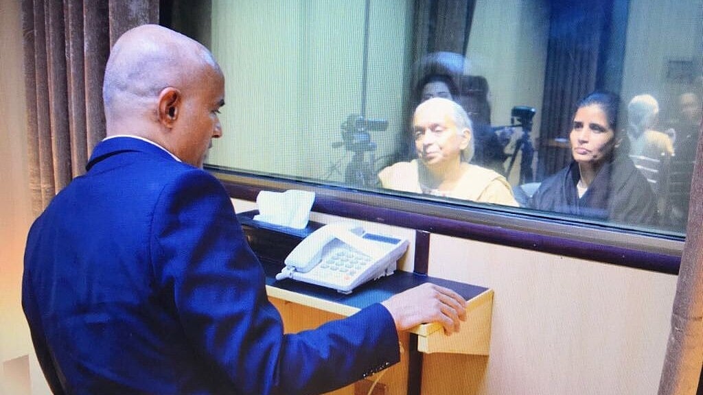 Jadhav meeting his mother and wife.