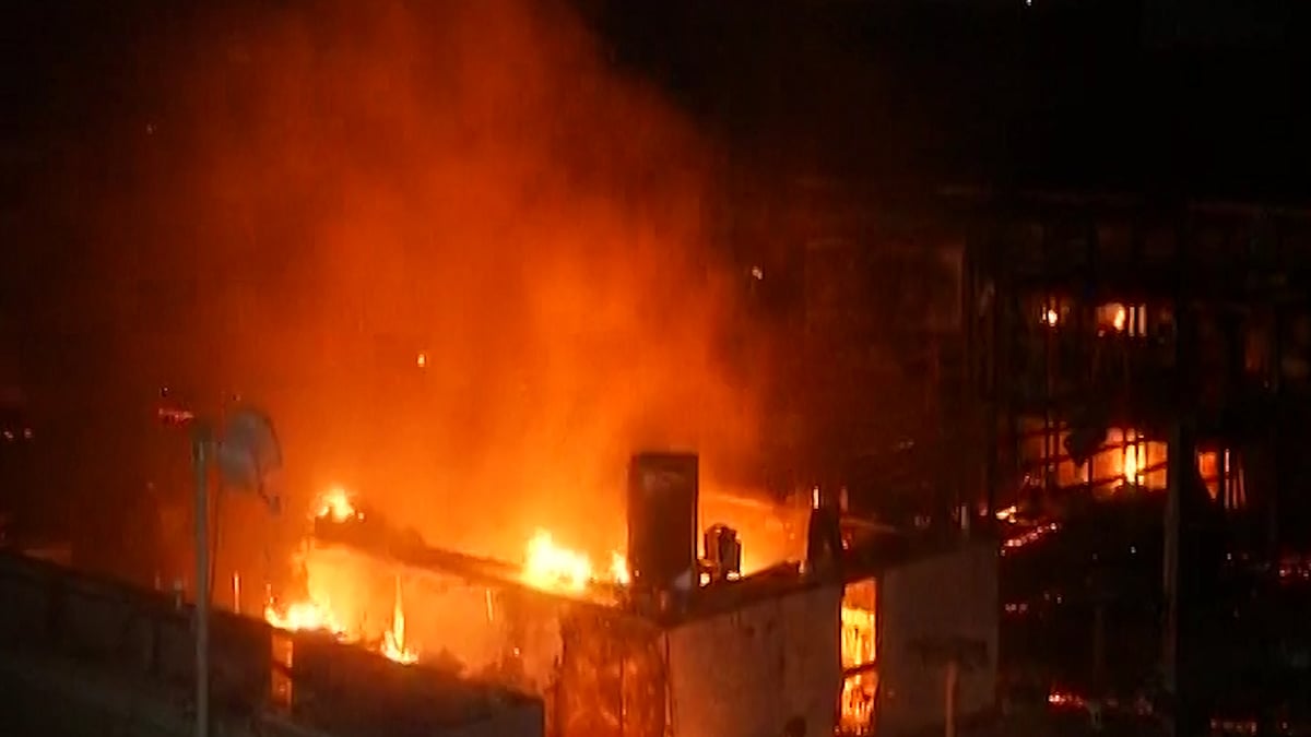The fire that broke out at Kamala Mills Compound in Mumbai. (Photo: ANI Screengrab)