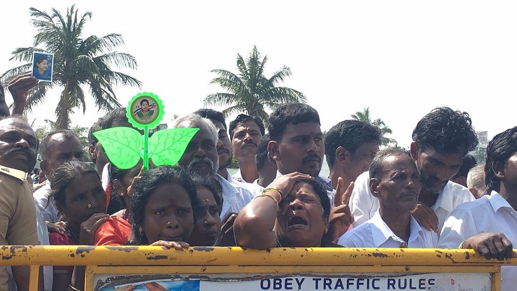 Wails, cries and chants filled the space as thousands of supporters came to the memorial to pay their respects to Jayalalithaa’s memorial.