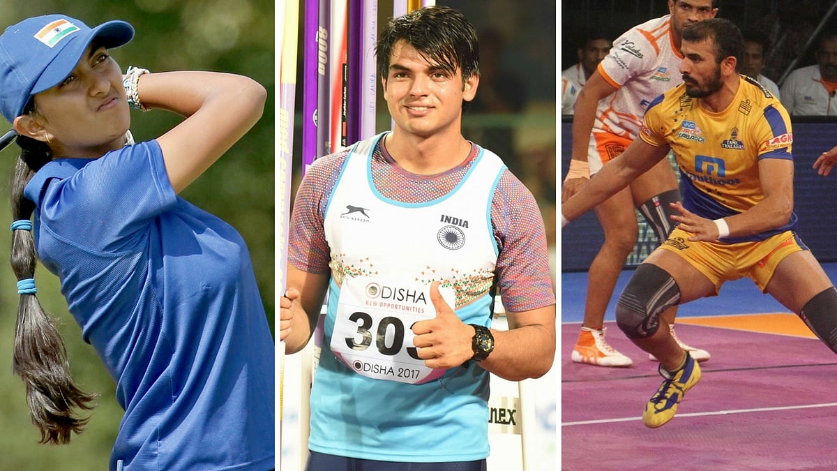File photo of Aditi Ashok, Neeraj Chopra and Ajay Thakur.